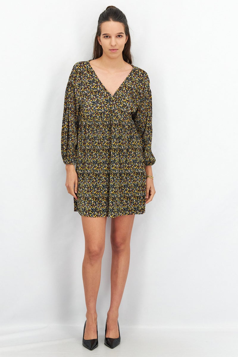 Asos Design Women Balloon Sleeve Mini Dress, Multicolor - Image 2